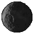 Twelve grayscale circular frames arranged in a showing a celestial body's surface transitioning from dark to light and back to dark across sequential observations