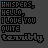 Pixelated text-based icon with 'WHISPERS, HELLO, I LOVE YOU QUITE TERRIBLY' in black and colored accents on dark gray background.