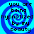 Four identical display a blue spiral background with black text reading 'you are being hypnotized by my beauty' in pixelated font