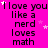 A bright pink background displays repeated text "I love you like a nerd loves math" with scattered white and pink stars, animated to shift position across frames.