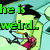 Animated sequence showing a cartoon character with black hair and green body, holding a bow and arrow, with changing text overlays.