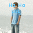 A person in a light blue shirt and dark jeans stands against a blurred beach background with pixelated text above them changing across frames.