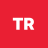 Red square background with white pixelated 'TR' text centered in the middle.