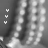 A grayscale animated sequence showing four white Y-shaped icons moving vertically against a blurred background of light and dark tones.