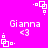 Pixelated white text and symbols on a bright pink background with repeated patterns.