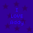 Blue background with dark blue stars and four identical text blocks reading "I LOVE Addy" in blue pixelated font.
