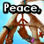 Four show hands forming a peace sign with text changing : Peace, Love, Emily!, and empty
