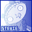 Static pixelated icon featuring a stylized white cartoon face with circular eyes and a small mouth against a blue gradient background, with the text "STEHIIE." in a blue banner at the bottom.