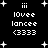 Black background with white pixelated text and star shapes, displaying repeated patterns of 'iii', '10vee', 'lancee', '(3333' in a