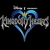 Pixelated heart-shaped icon with blue and gray tones, featuring a stylized 'Kingdom Hearts' text overlay on a black background.
