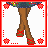 A 3x3 grid of pixel art frames showing a cartoon character with brown skin and braided hair, featuring different poses, clothing details, and text elements within red dotted borders.