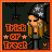 Pixel art contact sheet of six animated frames showing a witch character with changing text and facial expressions against a dark background with spider web elements.