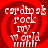 Red spiral background with white text 'cardpak rock iv world' and 'mmmm' in pixelated font, four identical arranged in a