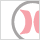 A static pixelated icon featuring a gray curved line and two pink crescent shapes on a white background.