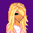Pixel art contact sheet showing three frames of a pink-themed animated icon featuring a blonde female character with green eyes, wearing a pink outfit and high-heeled boots against a purple background.