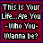 Animated contact sheet of 25 frames showing a text-based animation with red and white pixelated text on dark background, cycling through color variations of 'This is Your Life...Are You Who You Wanna be?'