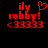 Red pixelated text and symbols on black background, with a heart symbol in the top-right corner of the left frame.