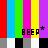 colorful vertical stripes with repeating 'BEEP' text and asterisks, showing animation changes in the second 's letter colors