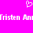 A bright pink background features a white pixelated heart symbol above partially visible text reading "Tristen And" in blocky letters.