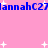 Blue text 'lannahc27' repeats horizontally on a pink background with scattered white star shapes.