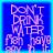 Four identical blue square with light purple text reading "DON'T DRINK WATER FROM HAYE" arranged in a , each bordered by cyan