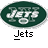Green oval logo with white 'JETS' text and football symbol, below which black pixelated 'Jets' appears on gray background next to red 'Instant Icons .com' text.