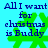Blue text on cyan background reads "All I want for christmas is Buddy" over a green pixelated snowflake that changes shape across frames.