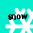 Four white snowflake icons with black text 'SNOW' on a cyan background, each in distinct pixelated positions.