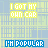 pixelated text icons with 'I GOT MY OWN CAR' in yellow and 'I'M POPULAR' in blue on a light blue background
