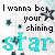 Pixelated animated buddy icon showing text "I wanna be your shining star" with changing star symbols and color variations across two frames.
