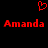 A static pixel art image featuring red text and a heart symbol on a black background, with two identical instances of the name "Amanda" displayed side-by-side beneath a small heart icon.