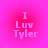 Four identical square display 'I Luv Tyler' text on a pink-to-red gradient background with pixelated lettering