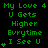 Green pixelated text on black background with animated heart symbols appearing and disappearing in a pattern