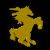 Golden horse icon in various poses and orientations on black background, including rearing, side view, and profile views.