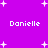 Purple background with white pixelated stars and four instances of the name 'Danielle' in white pixelated text.