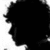 Black silhouette of a person with curly hair in profile view, showing three distinct frames where the head shifts slightly left to right across observations.