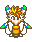 Pixel art character with golden hair, blue eyes, and green ear accents in multiple poses showing body rotation from full front to side views.
