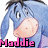 Blue donkey with long ears and pink nose, wearing purple clothing, with pink text reading 'Maddie' below.