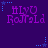 Purple background with repeated 'HLYU RoJt2Ld' text in pink and blue star accents, static display.