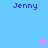 Pixelated image with four quadrants displaying the name 'Jenny' in blue text on light blue and purple backgrounds, each containing a small star icon.