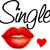 Black cursive text "Single Single" with heart accents above each 'S', red lips below, and two hearts between them on white background.