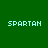 Four identical pixelated 'SPARTAN' text icons arranged in a on green backgrounds with blue gradient effects