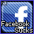 blue square icons with white 'f' logo, each displaying 'Facebook Sucks' text in varying colors