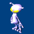identical cartoonish alien figures with yellow faces and white bodies against a blue background, with one gray rectangle in the bottom-right corner