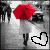 Animated contact sheet of a person with red umbrella and heart symbols in rain, transitioning to blue text overlay about dancing in the rain.