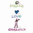 Animated icon shows a figure holding a heart above the word 'LOVE' with floral elements below, transitioning to a colorful peace symbol pattern and green script text.
