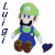 Pixelated Luigi character icons in various color schemes with heart symbols, arranged in a