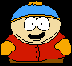 Pixelated cartoon character with blue beanie, red vest, and yellow sleeves; left view shows open mouth smile, right view shows closed mouth neutral expression.