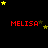 Red text 'MELISA' appears below yellow and brown stars on a black background with animated star movement.