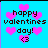 A 4-frame animated contact sheet showing a pixelated Valentine's Day icon with pink hearts and text on a cyan background, displaying subtle frame-to-frame variations in heart placement and size.